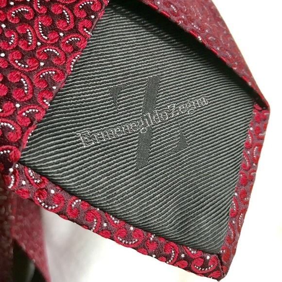 Ermenegildo Zegna Tie REGAL Red pattern Silk Italy - Picture 5 of 8